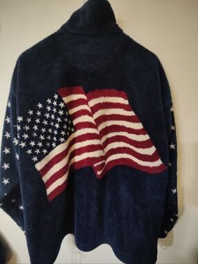 Bear Ridge Outfitters Full Zip Patriotic Themed Fleece Jacket Adult L Oversize